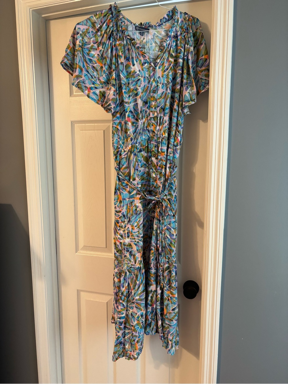 Democracy Multicolor Leaf-Print Midi Dress
